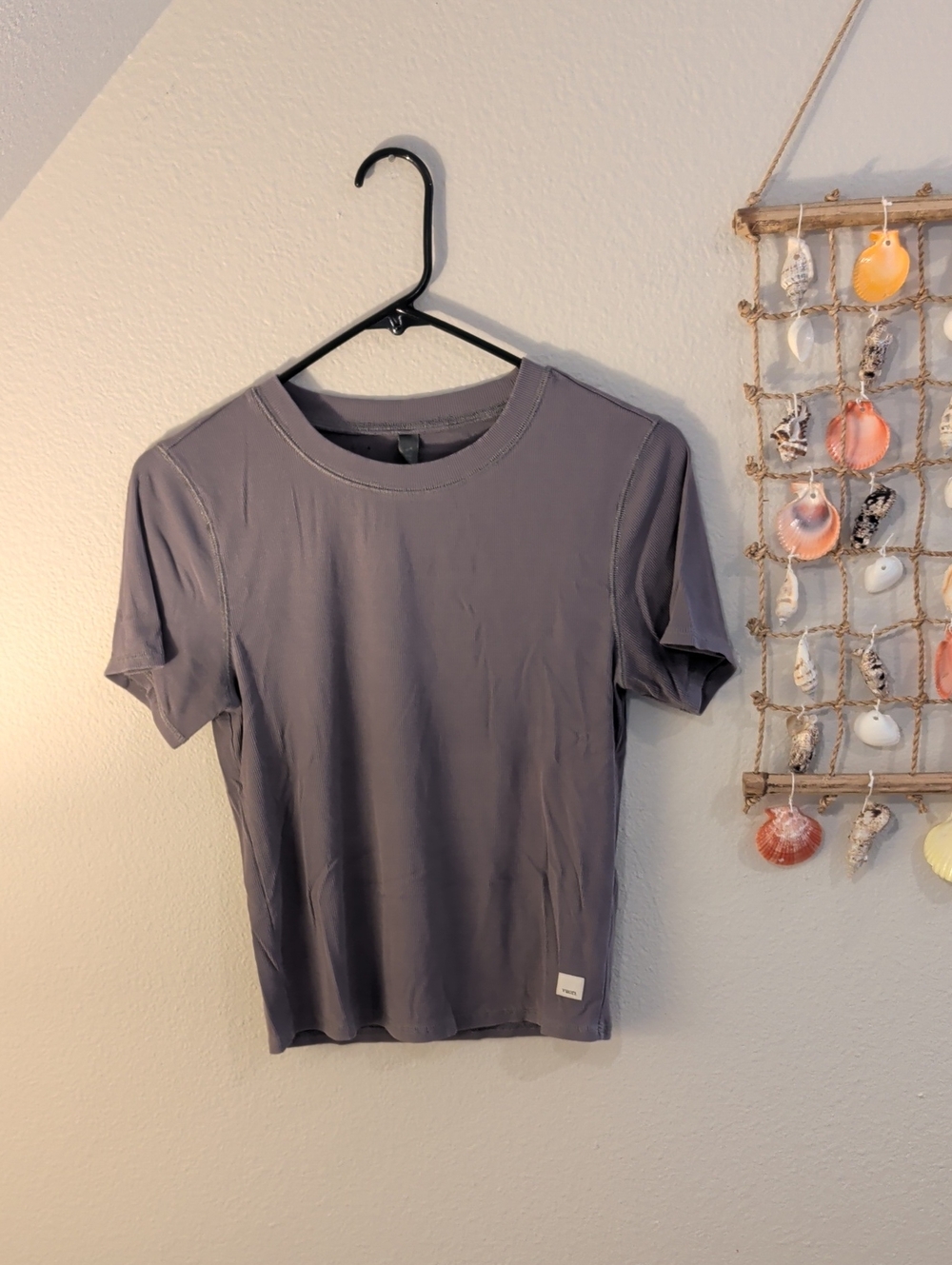 Vuori Short Sleeve Crew Tee in Dark Purple/Gray